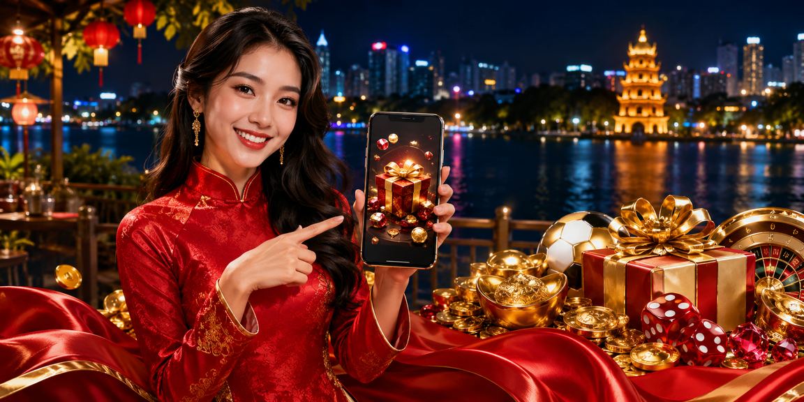 Người phụ nữ áo dài Hà Nội đăng ký tài khoản và nhận thưởng trên nền tảng trực tuyến